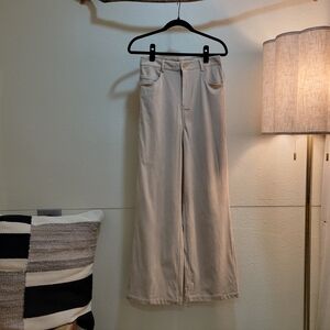 Soft Corduroy Wide Leg Women's Pants in Light Beige